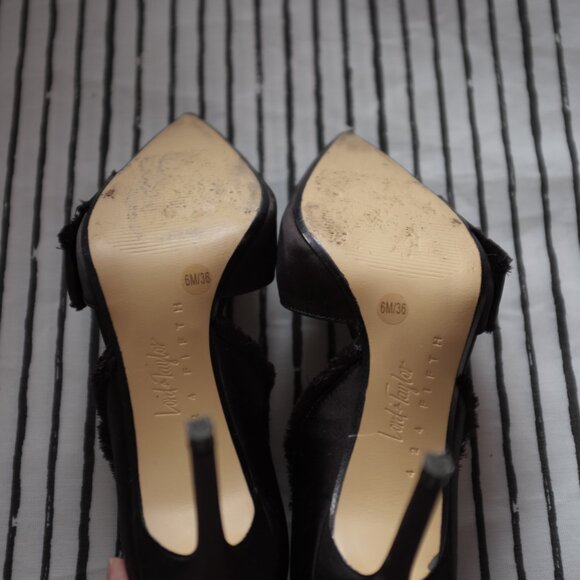 Lord & Taylor Vale Satin Pump Heels Fringe Trim D’Orsay - Picture 7 of 13